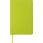 Carnet A5 en PU recyclé avec fermeture élastique et pages lignées couleur vert clair première vue