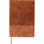 Carnet A5 en PU recyclé avec couverture en velours, pages lignées couleur marron première vue