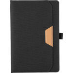 Cahier A5 en plastique recyclé et similicuir, pages lignées couleur noir première vue