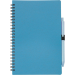 Carnet A5 en paille de blé et plastique avec stylo, pages lignées couleur bleu première vue
