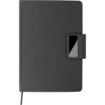 Set carnet A5 en cuir synthétique avec stylo et feuilles lignées couleur noir première vue