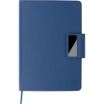 Set carnet A5 en cuir synthétique avec stylo et feuilles lignées couleur bleu première vue