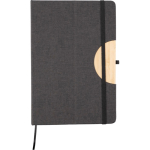 Carnet A5 en RPET et bambou avec support téléphone, pages lignées couleur noir première vue
