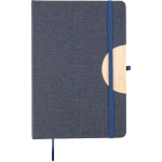 Carnet A5 en RPET et bambou avec support téléphone, pages lignées couleur bleu première vue
