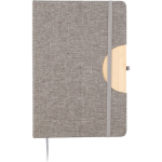 Carnet A5 en RPET et bambou avec support téléphone, pages lignées première vue