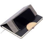 Carnet A5 en RPET et bambou avec support téléphone, pages lignées troisième vue