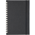 Carnet A5 en plastique recyclé avec fermeture élastique, pages lignées couleur noir première vue