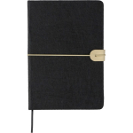 Carnet A5 en feutre recyclé, fermeture en similicuir et pages lignées couleur noir première vue