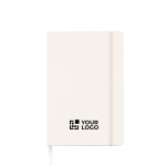 Carnet A5 en similicuir avec fermeture élastique, pages quadrillées couleur blanc avec zone d'impression