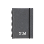 Carnet A5 en cuir synthétique recyclé avec pages lignées couleur noir avec zone d'impression