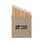 Set de crayons en bois FSC en boîte en carton avec 12 couleurs couleur gris avec zone d'impression