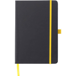 Carnet A5 en similicuir recyclé, fermeture élastique, pages lignées couleur jaune première vue