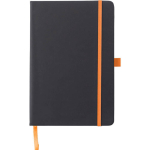 Carnet A5 en similicuir recyclé, fermeture élastique, pages lignées couleur orange première vue