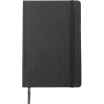 Carnet A5 en RPET et similicuir, fermeture élastique, pages lignées couleur noir première vue