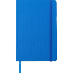 Carnet A5 en RPET et similicuir, fermeture élastique, pages lignées couleur bleu première vue