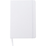 Carnet A5 en RPET et similicuir, fermeture élastique, pages lignées couleur blanc première vue