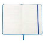 Carnet A5 en RPET et similicuir, fermeture élastique, pages lignées quatrième vue