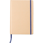Carnet A5 en carton recyclé avec fermeture élastique, pages lignées couleur bleu première vue