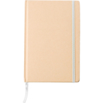 Carnet A5 en carton recyclé avec fermeture élastique, pages lignées couleur blanc première vue