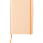 Carnet A5 en carton recyclé avec fermeture élastique, pages lignées couleur orange première vue