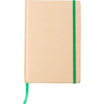 Carnet A5 en carton recyclé avec fermeture élastique, pages lignées couleur vert clair première vue