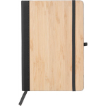 Carnet A5 en bambou et PU avec fermeture élastique, pages lignées couleur noir première vue