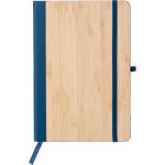 Carnet A5 en bambou et PU avec fermeture élastique, pages lignées couleur bleu première vue