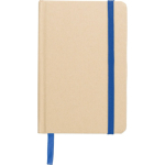 Carnet A6 en carton recyclé avec marque-page et pages lignées couleur bleu première vue