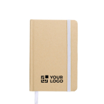 Carnet A6 en carton recyclé avec marque-page et pages lignées couleur blanc avec zone d'impression