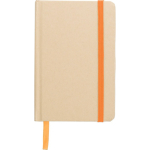 Carnet A6 en carton recyclé avec marque-page et pages lignées couleur orange première vue