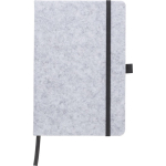Carnet A5 en feutre recyclé avec fermeture élastique, pages lignées couleur gris première vue