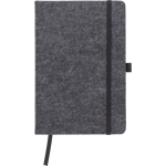 Carnet A5 en feutre recyclé avec fermeture élastique, pages lignées couleur gris foncé première vue