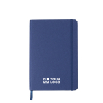 Carnet A5 en carton recyclé avec marque-page, pages lignées couleur bleu ultramarine avec zone d'impression