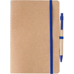 Carnet A5 en carton recyclé avec stylo et pages blanches première vue