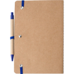 Carnet A5 en carton recyclé avec stylo et pages blanches deuxième vue