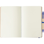 Carnet A5 en carton recyclé avec stylo et pages blanches troisième vue
