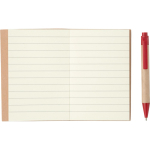 Bloc-notes en carton avec stylo à encre noire et feuilles lignées troisième vue