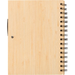 Carnet en bambou avec stylo à encre bleue, format A5, pages lignées cinquième vue