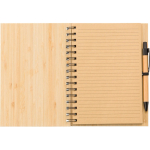 Carnet en bambou avec stylo à encre bleue, format A5, pages lignées sixième vue