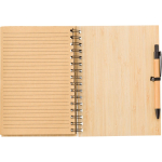 Carnet en bambou avec stylo à encre bleue, format A5, pages lignées huitième vue