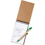Bloc-notes en carton recyclé avec stylo et fermeture élastique deuxième vue