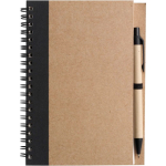 Bloc-notes A5 en carton recyclé avec stylo, pages lignées couleur noir première vue