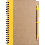 Bloc-notes A5 en carton recyclé avec stylo, pages lignées couleur jaune première vue