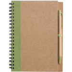 Bloc-notes A5 en carton recyclé avec stylo, pages lignées couleur vert clair première vue