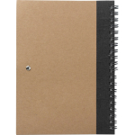 Bloc-notes A5 en carton recyclé avec stylo, pages lignées troisième vue