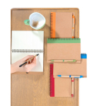 Bloc-notes A5 en carton recyclé avec stylo, pages lignées cinquième vue