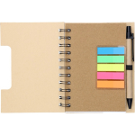 Carnet en bambou avec notes adhésives, stylo et pages lignées troisième vue