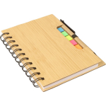 Carnet en bambou avec notes adhésives, stylo et pages lignées cinquième vue