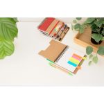 Carnet en papier recyclé avec notes adhésives, stylo et pages lignées dixième vue