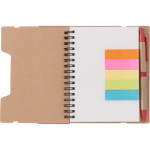 Carnet en papier recyclé avec notes adhésives, stylo et pages lignées troisième vue